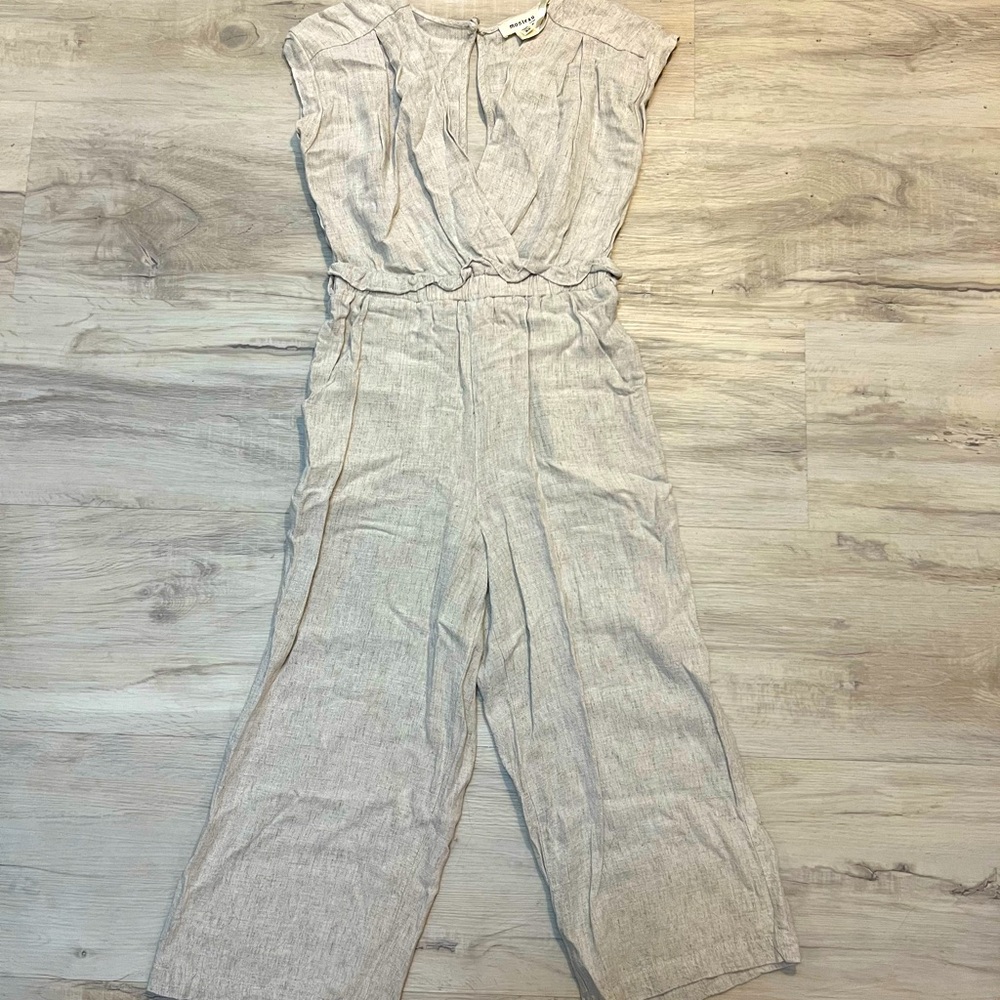 Linen Beige Capri Jumpsuit